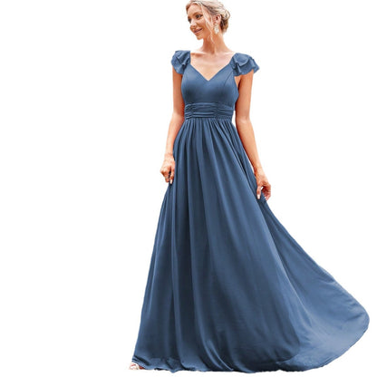 Chiffon Long V-neck Formal Cocktail Evening bridesmaid Dress