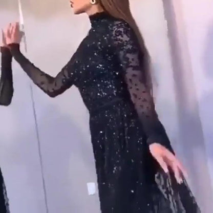 Gilded Long Sleeve Formal Dress