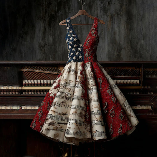 Fun Patriotic Colorful Fourth of July Bohemian Chic style Womens Dress