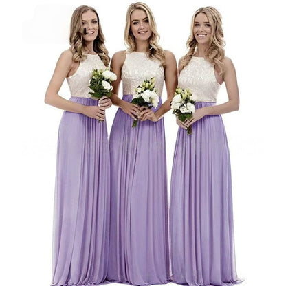 New Elegant Modest And Sophisticated Slim-Fit Long Lace Bridesmaid Dress