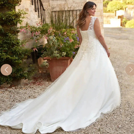 Off-The-Shoulder Satin Wedding Dress - Beaded Corset Bridal Gown with Slit.
