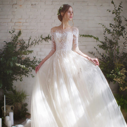 Wedding Bride Lace Sleeves Dress