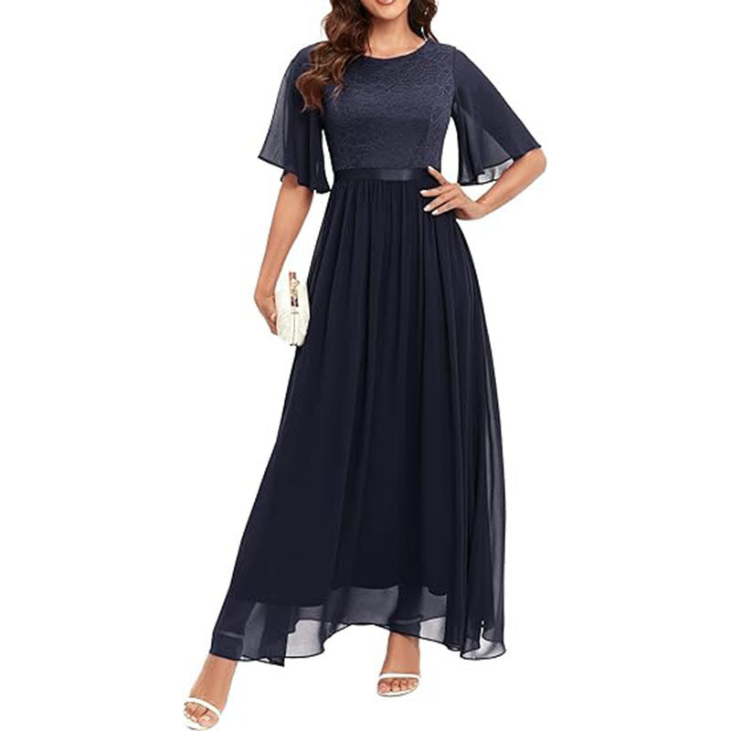Short Sleeve Lace Bridesmaid Dress For Women