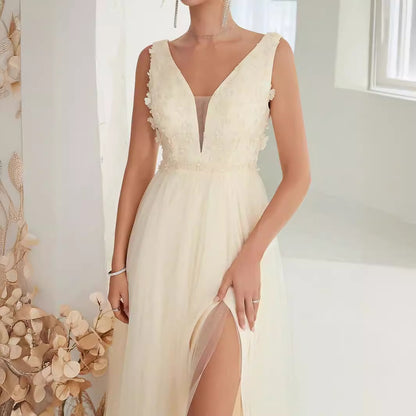 V-neck Sleeveless Lace Dress