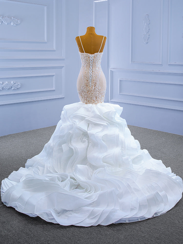 Sweetheart Mermaid Wedding Dress - Ruffled Organza Trumpet Bridal Gown