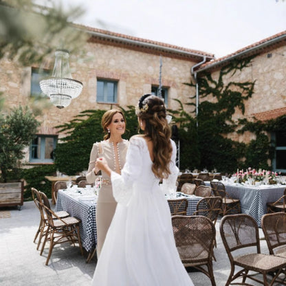 Long Sleeve Boho Chic Lace Wedding Dress