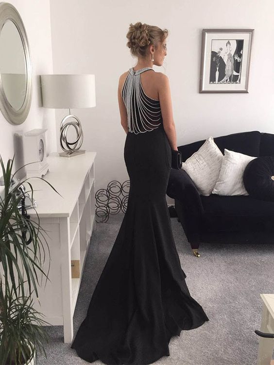 Ladies Round Neck Sleeveless Beaded Long Dress
