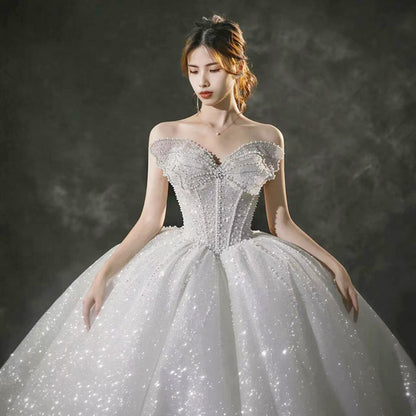 Butterfly Big Bow Glamorous Ball Gown Tube Top Wedding Dress