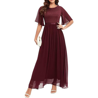 Short Sleeve Lace Bridesmaid Dress For Women