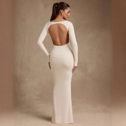 Slimming High-end Solid-color Long Body-hugging Sexy Dress
