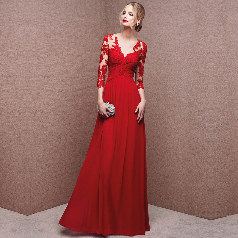 Long Sleeve Off-shoulder Formal Dress Long