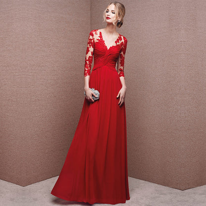 Long Sleeve Off-shoulder Formal Dress Long