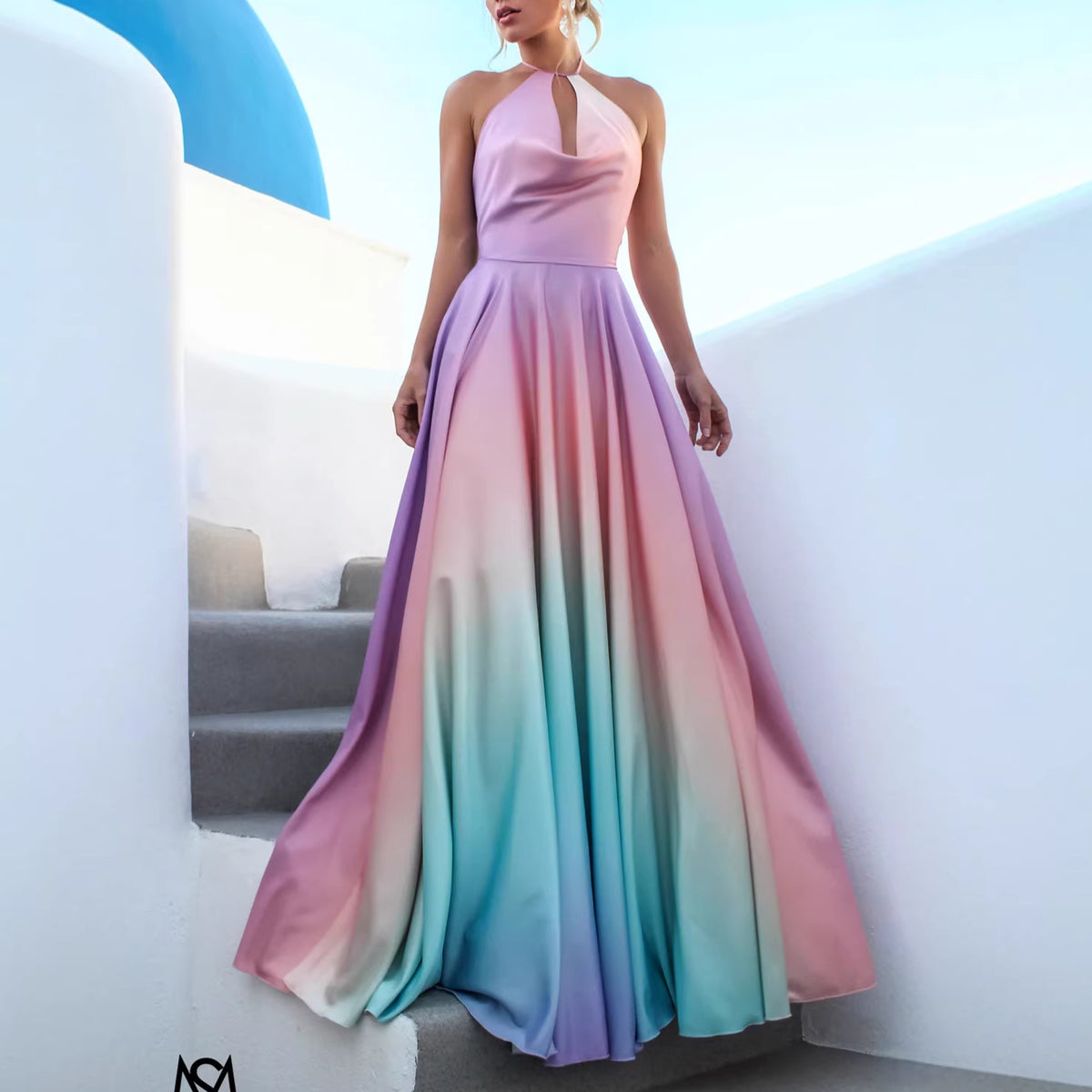 Rainbow Satin Prom Gown luxury bridal gown by Bridal Boutique