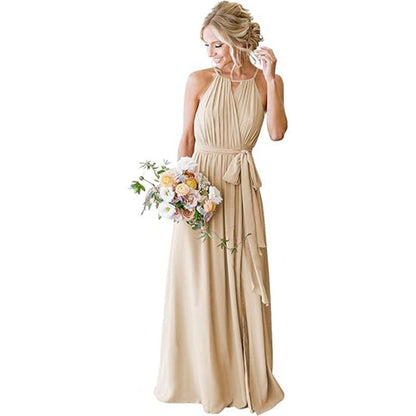 Strap Chiffon Bridesmaid Dress Long