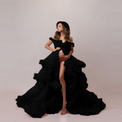 Pregnant Mom One Shoulder Mesh Dress Photography Dress