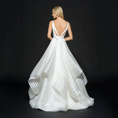 A-Line Lace Wedding Dress with Sweetheart Neckline and Tiered Skirt