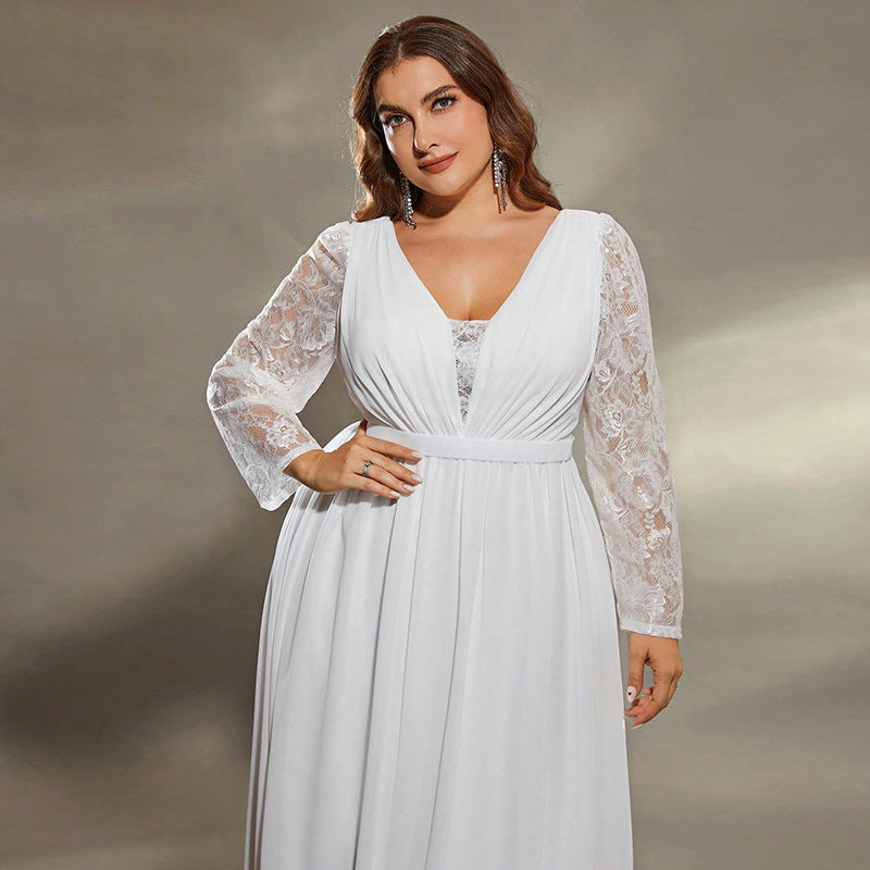 Formal Plus Size Long Sexy Loose Waist Wedding Dress