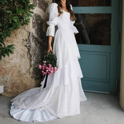 Long Sleeve Boho Chic Lace Wedding Dress
