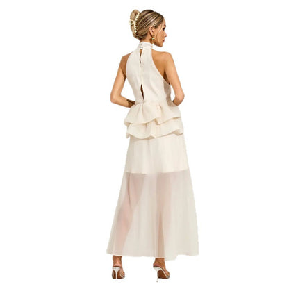 Flowy Ruffled Dress With A Halter Neckline
