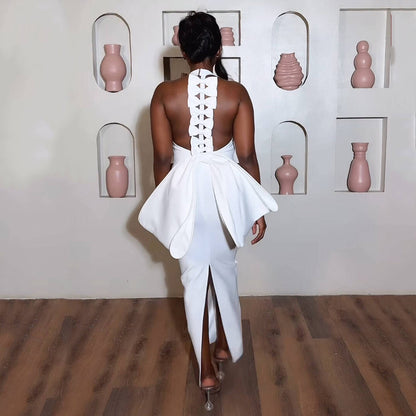 Women's Big Bow Backless Bandage Party Gathering Formal Dress