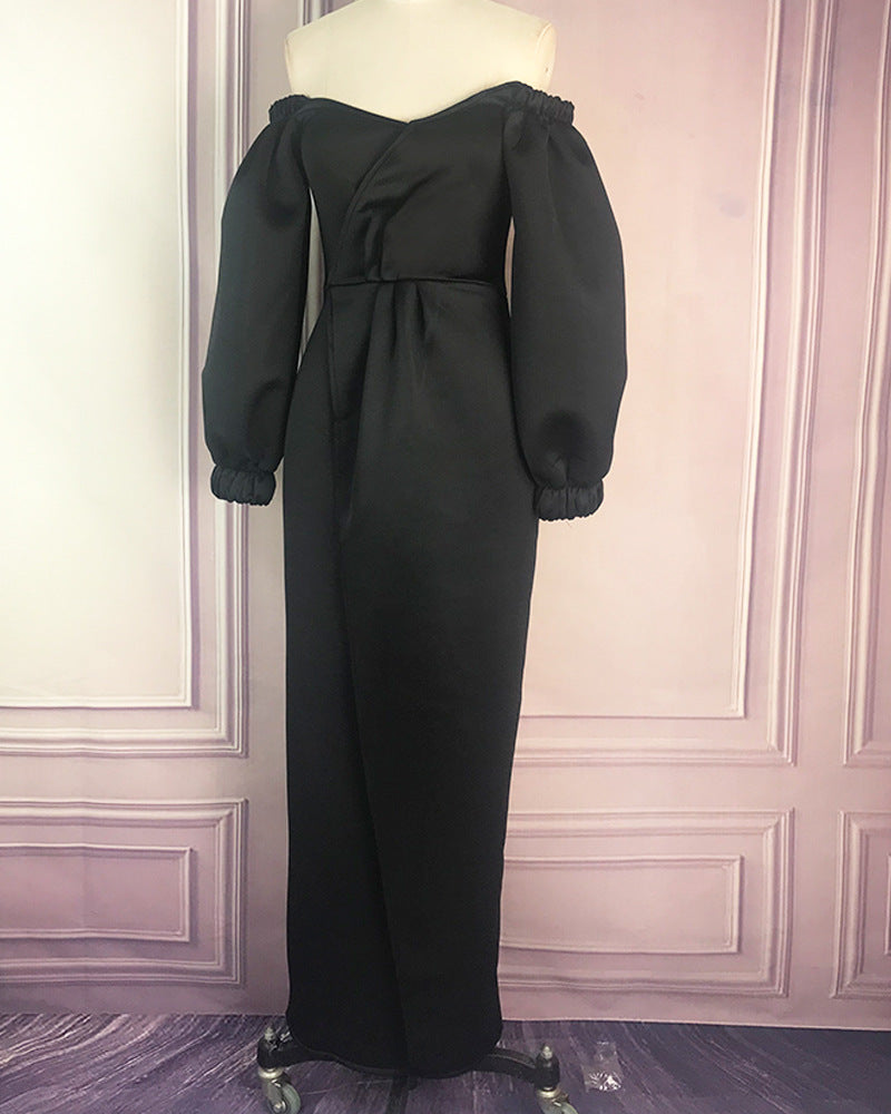 Bubble sleeve formal evening dress