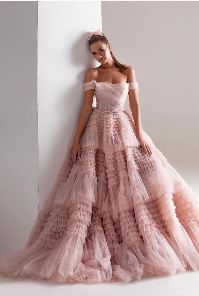 Classic Long Sleeve Lace Ball Gown Wedding Dress with Cathedral Train.