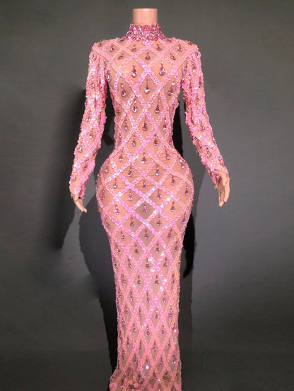 Shiny Rhinestone Women's Evening Party Formal Dress