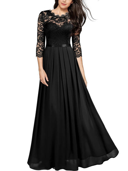 Dress chiffon stitching lace dress bridesmaid