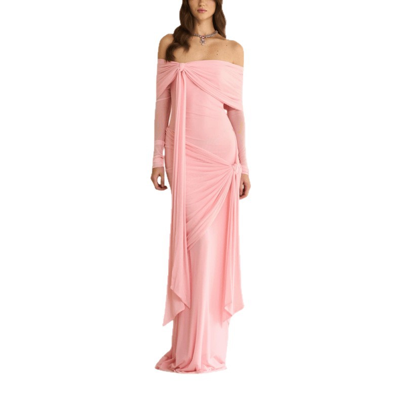 Rare Designer-style Long Slip Dress With A Bow-tie Neckline