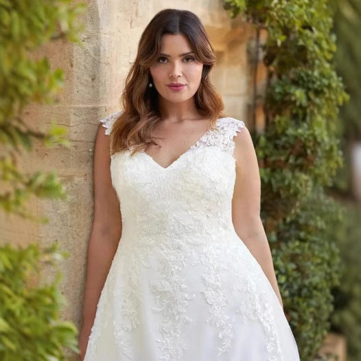 Off-The-Shoulder Satin Wedding Dress - Beaded Corset Bridal Gown with Slit.