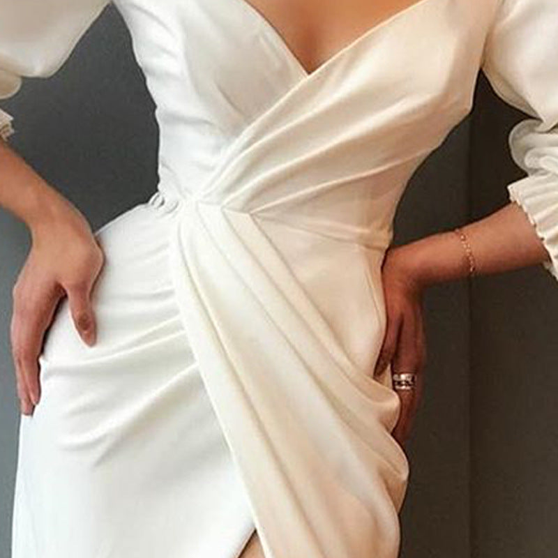 Bubble sleeve formal evening dress