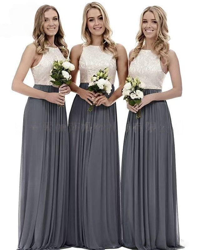 New Elegant Modest And Sophisticated Slim-Fit Long Lace Bridesmaid Dress
