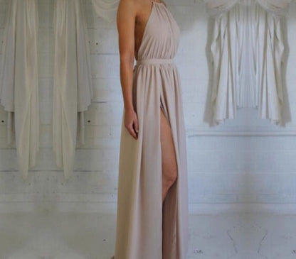 Halter Long Slit Simple dress