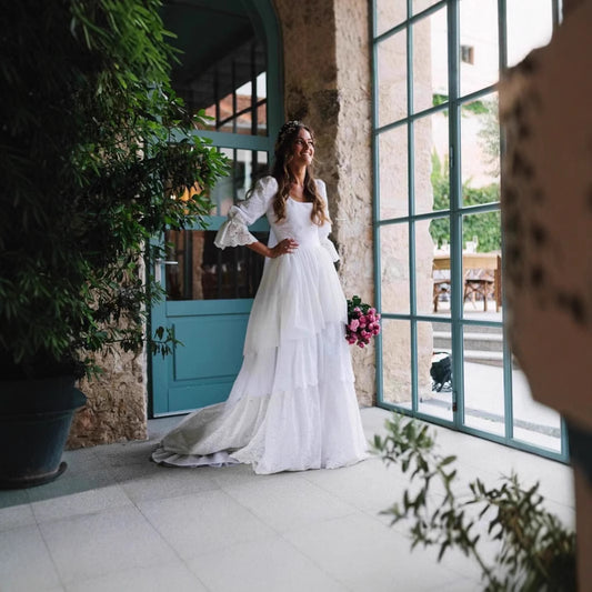 Long Sleeve Boho Chic Lace Wedding Dress