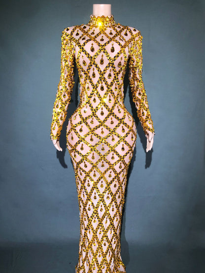 Shiny Rhinestone Women's Evening Party Formal Dress