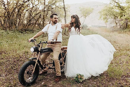 Ivory A-Line Chiffon Wedding Dress with V-Neck and Long Sleeves.