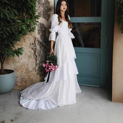 Long Sleeve Boho Chic Lace Wedding Dress