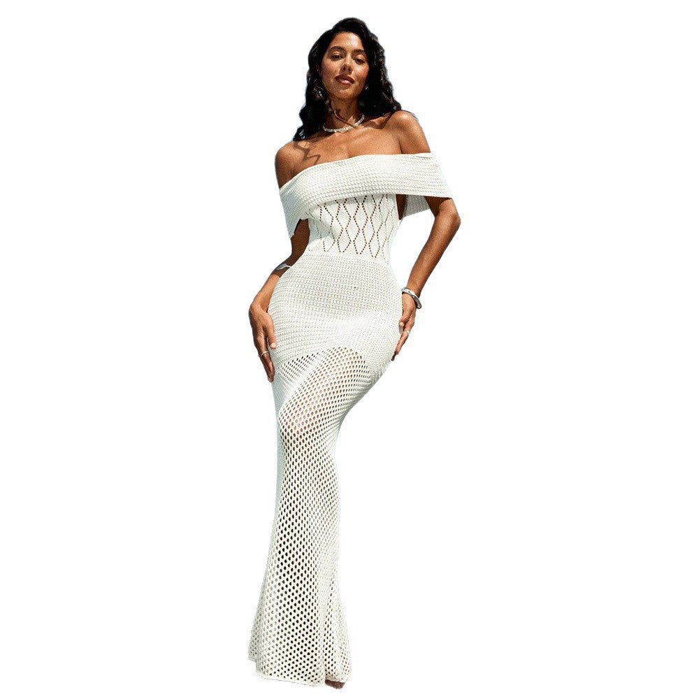 Sexy Knitted Hollow-Out Beach Cover-Up Bikini Swimsuit Beach Dress