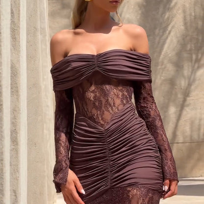 Women's Bandeau Slim-fit Long Dress Lace Dress