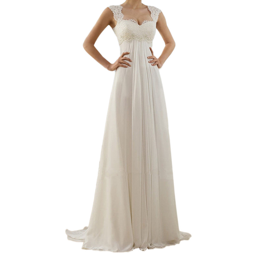Minimalist Chiffon Wedding Dress – Elegant A-Line Bridal Gown