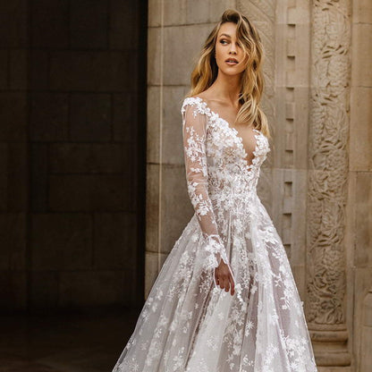 Sexy Lace Long Sleeve Wedding Dress