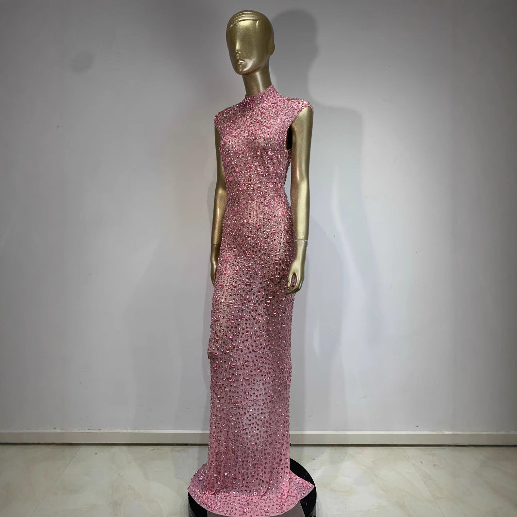 Rhinestone Dress Ball Party Long Dress Host Party Bridal Dress