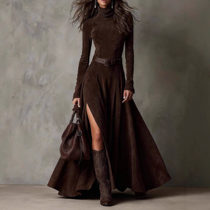 Long Stylish Dress With A BeltEuropean And American Fashion
