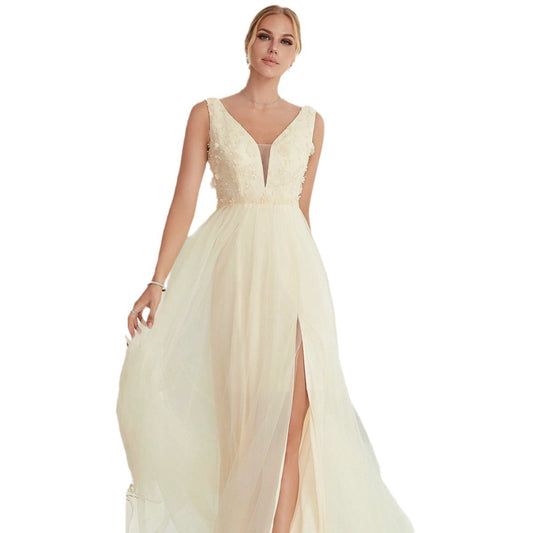 V-neck Sleeveless Lace Dress