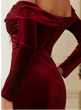 Fashion Velvet Elegant Formal Dress