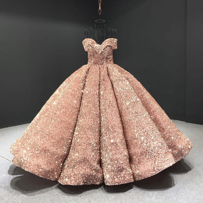 Sequined Ball gown formal bridal dress