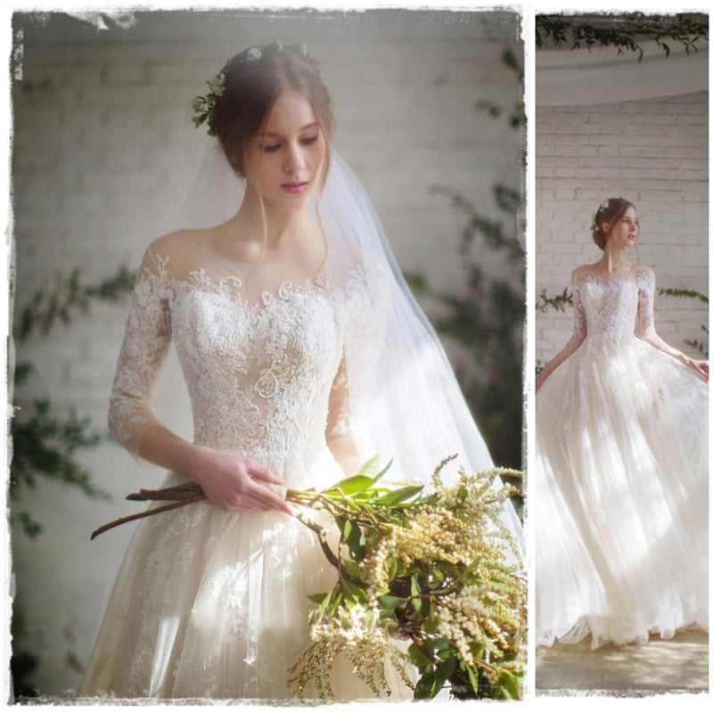 Wedding Bride Lace Sleeves Dress