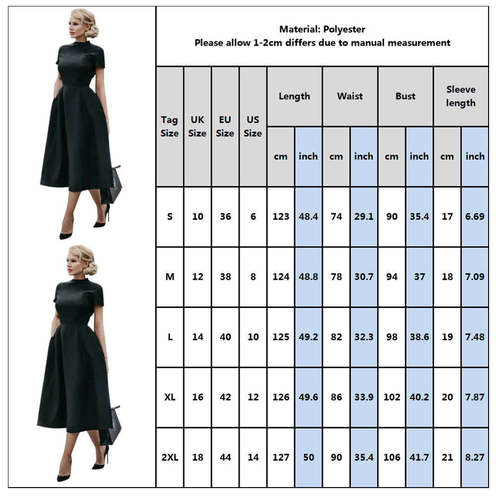 Women's Round Neck Short Sleeve Waist-controlled Casual Dress