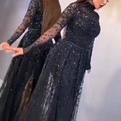 Gilded Long Sleeve Formal Dress