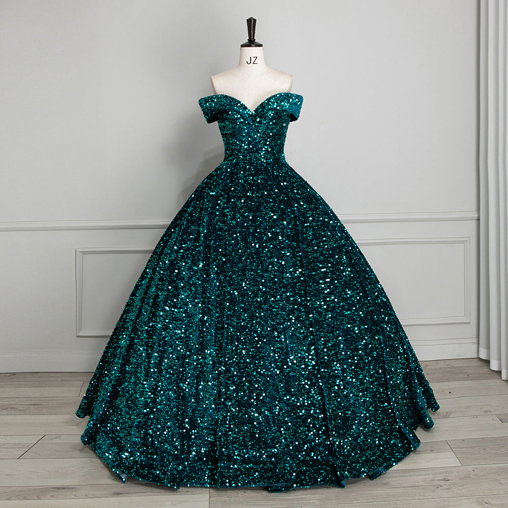 Sequined Ball gown formal bridal dress